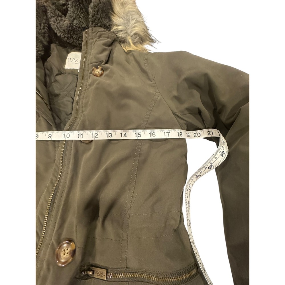 Rachel Rachel Roy Womens Olive Green Faux Fur Hooded Parka Jacket XS - Picture 5 of 13